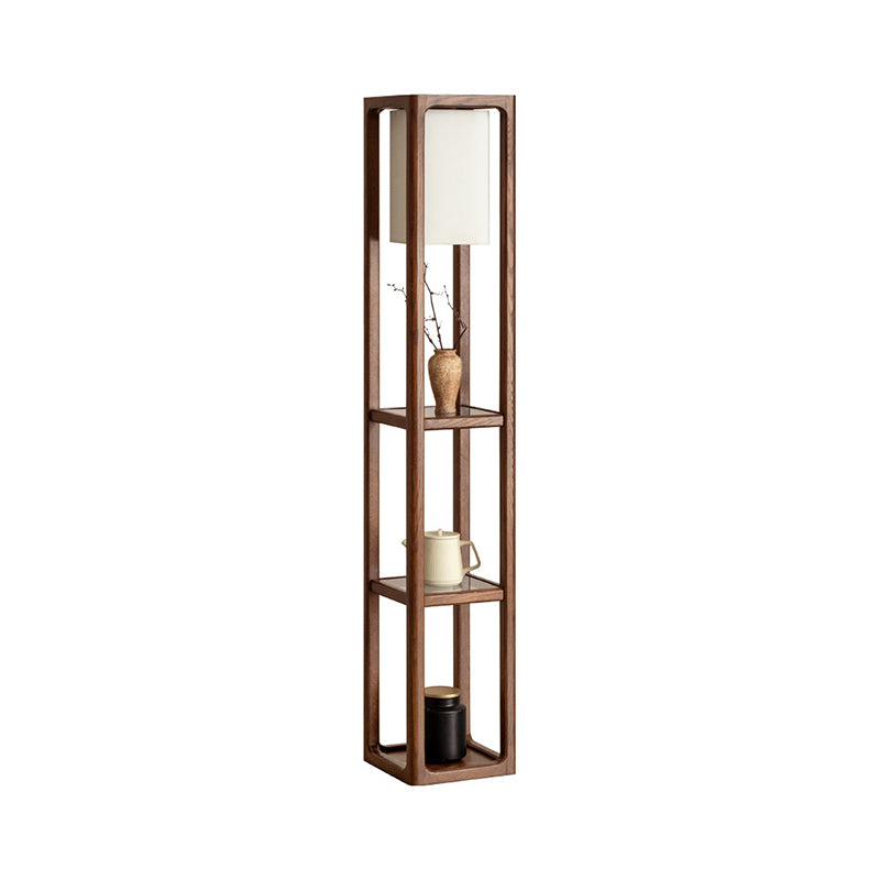 Celia slim oak storage cabinet with light in walnut colour – view 5