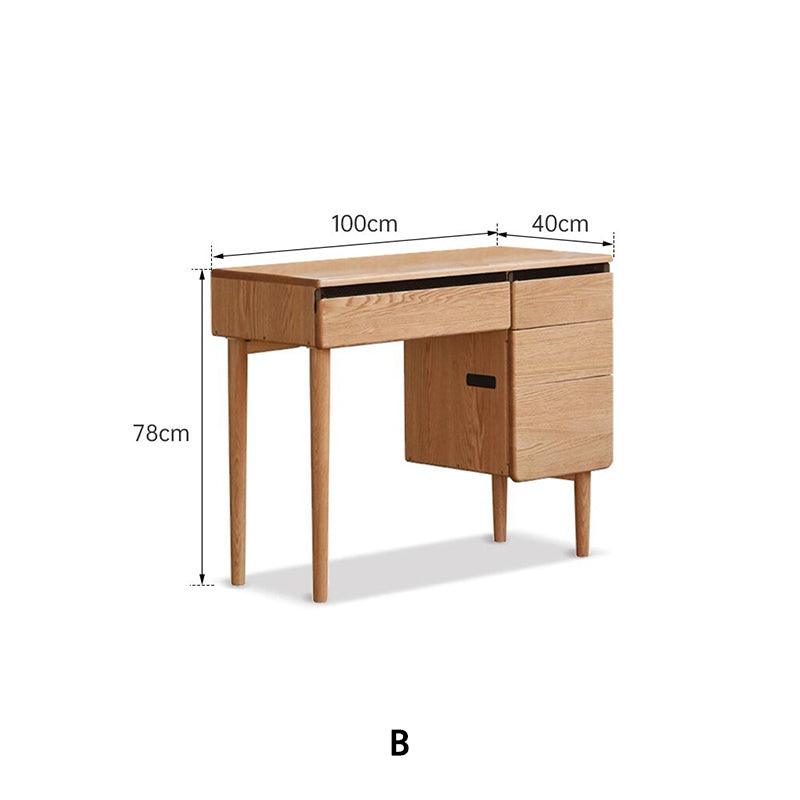 Clark Solid Oak Dressing Table with Drawer and Mirror 100cm – view 9
