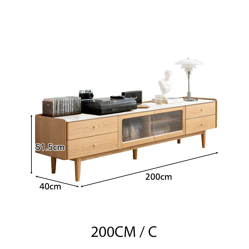 Claudia Wooden TV Unit with Stone Panel, Solid Ash 180cm / 200cm / 220cm – view 14