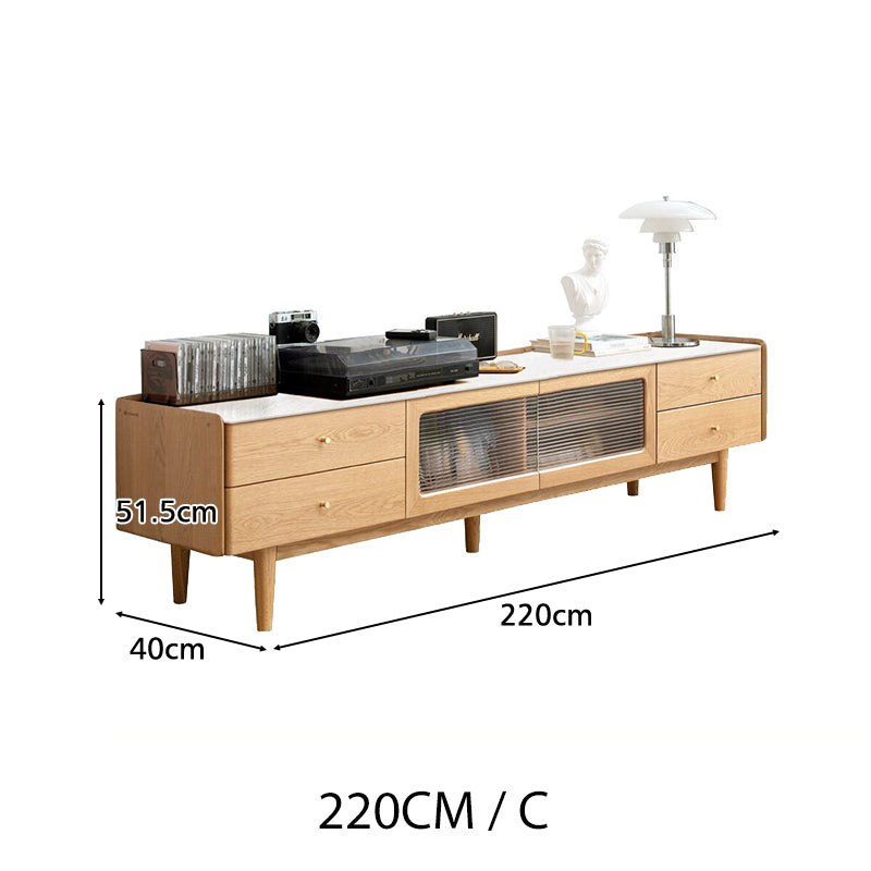 Claudia Wooden TV Unit with Stone Panel, Solid Ash 180cm / 200cm / 220cm – view 16