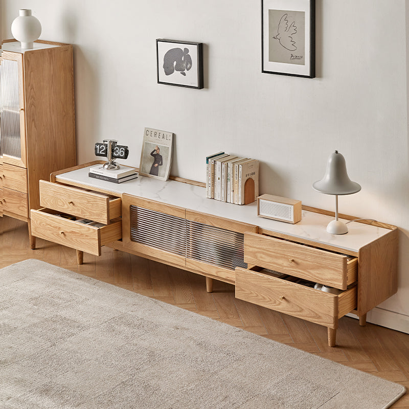Claudia Wooden TV Unit with Stone Panel, Solid Ash 180cm / 200cm / 220cm – view 4