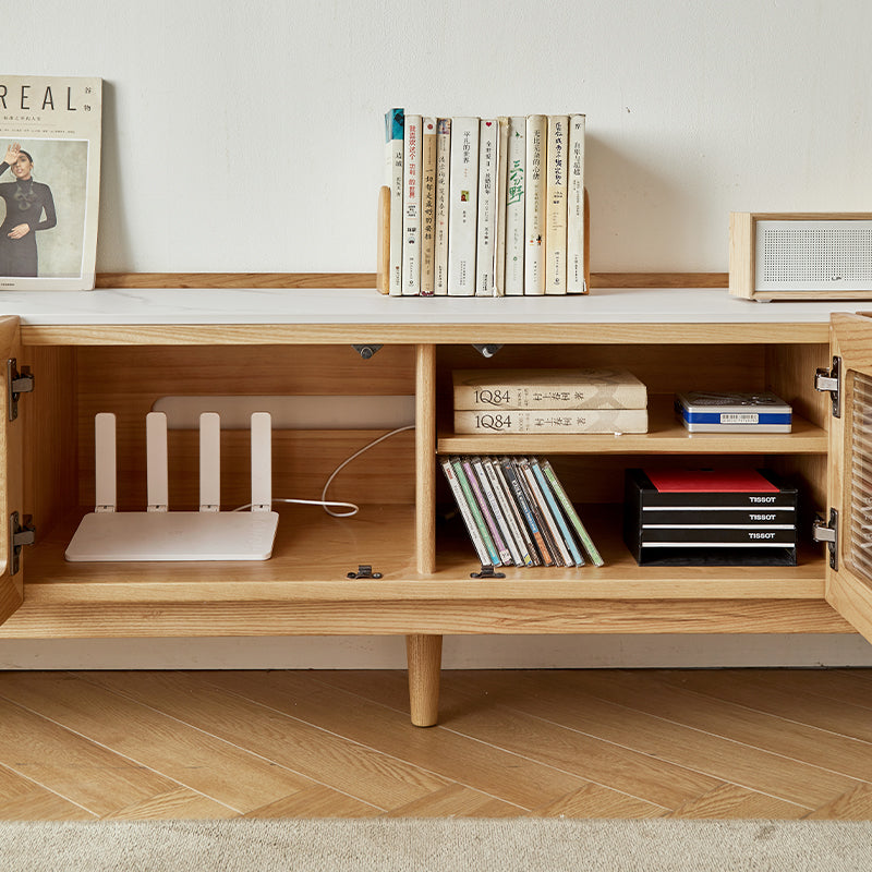 Claudia Wooden TV Unit with Stone Panel, Solid Ash 180cm / 200cm / 220cm – view 9