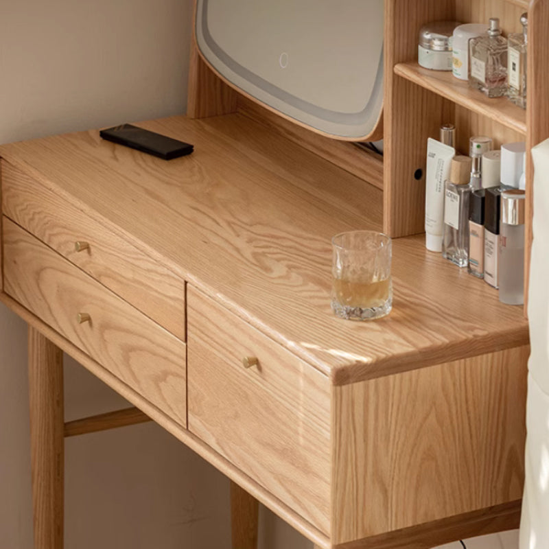 Clayton Solid Oak Dressing Table with Rotating Mirror 80cm / 100cm – view 10