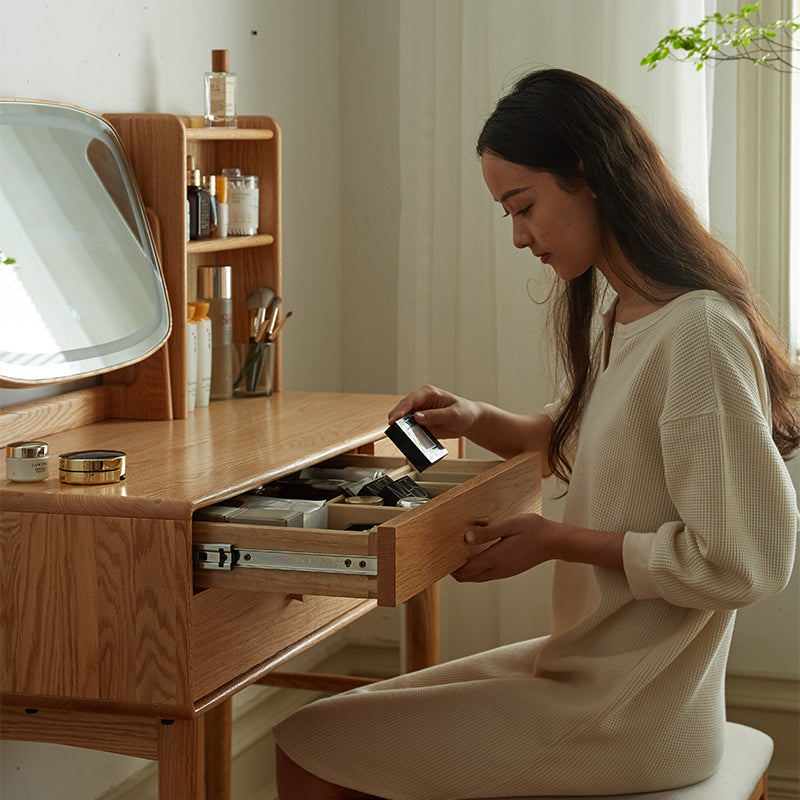 Clayton Solid Oak Dressing Table with Rotating Mirror 80cm / 100cm – view 2