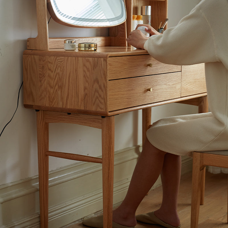 Clayton Solid Oak Dressing Table with Rotating Mirror 80cm / 100cm – view 4