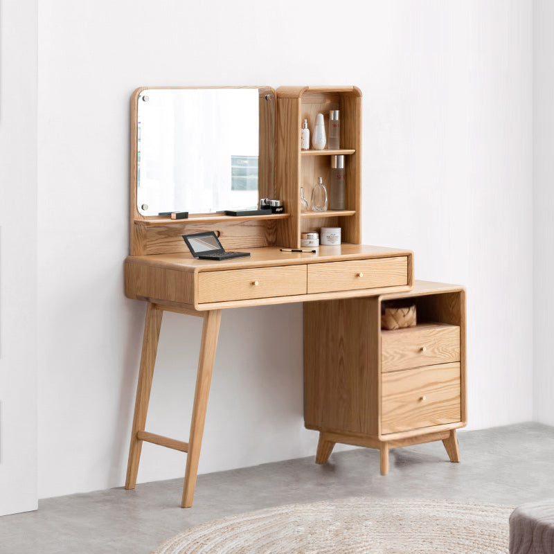 Clementine Solid Oak Adjustable Dressing Table with Mirror