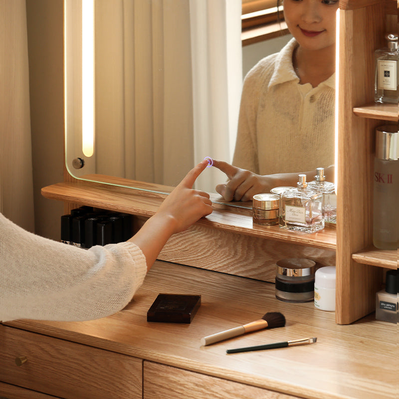 Clementine Solid Oak Adjustable Dressing Table with Mirror – view 3