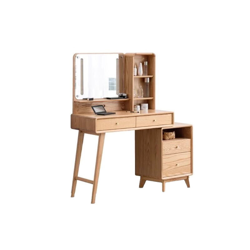 Clementine Solid Oak Adjustable Dressing Table with Mirror – view 5