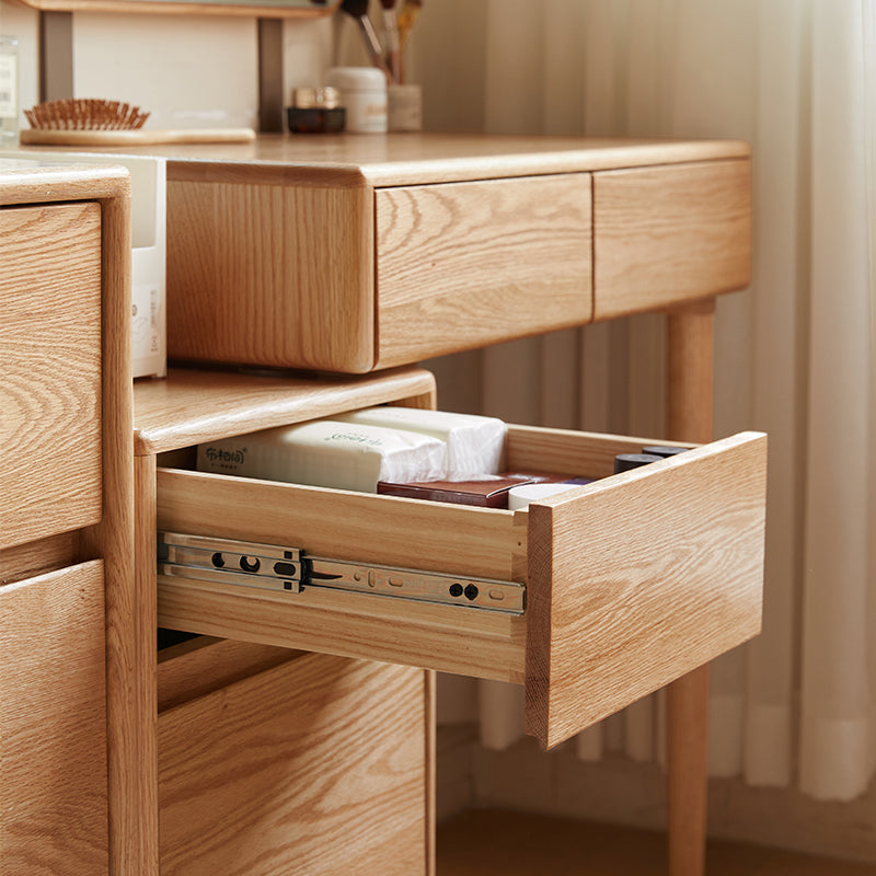 Cody Solid Oak Dressing Table with Mirror, Optional Stool – view 5
