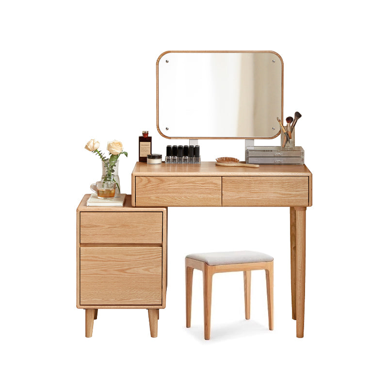 Cody Solid Oak Dressing Table with Mirror, Optional Stool – view 7