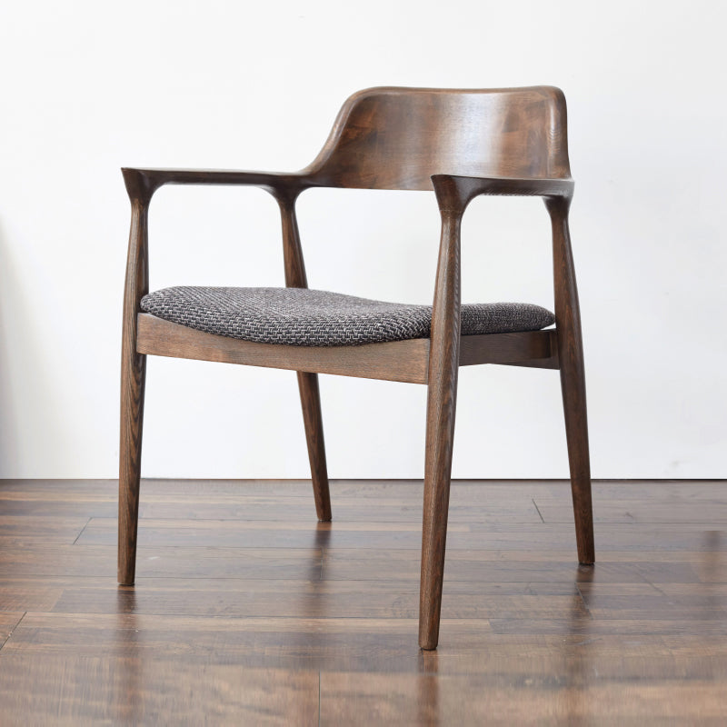 Sharon Curved Back Wooden Dining Chair in Solid Ash – Walnut