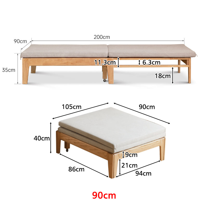 Darian Solid Oak & Cotton-Linen Sofa Bed 90cm / 116cm – view 9