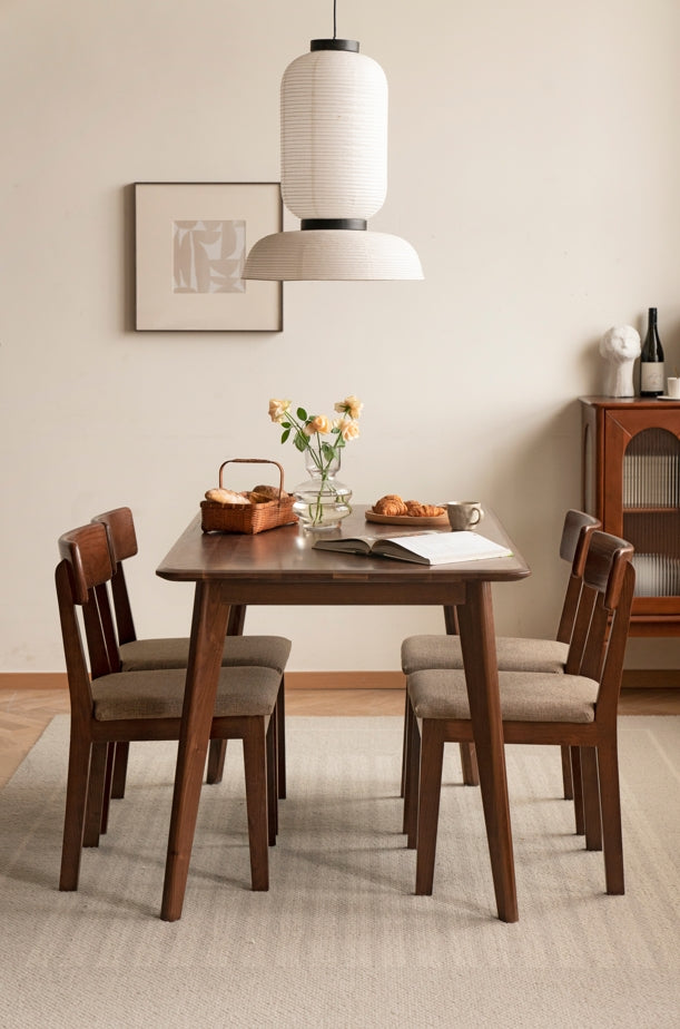 Fabric Curved-Back Dining Chair, Solid American Oak Frame – view 12