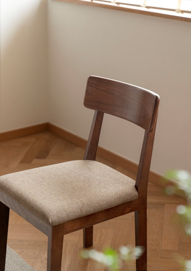 Fabric Curved-Back Dining Chair, Solid American Oak Frame – view 13