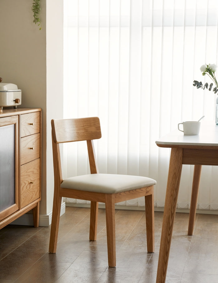 Fabric Curved-Back Dining Chair, Solid American Oak Frame – view 15