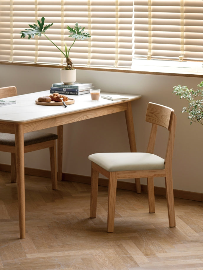 Fabric Curved-Back Dining Chair, Solid American Oak Frame – view 20