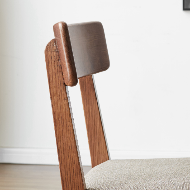 Fabric Curved-Back Dining Chair, Solid American Oak Frame – view 7