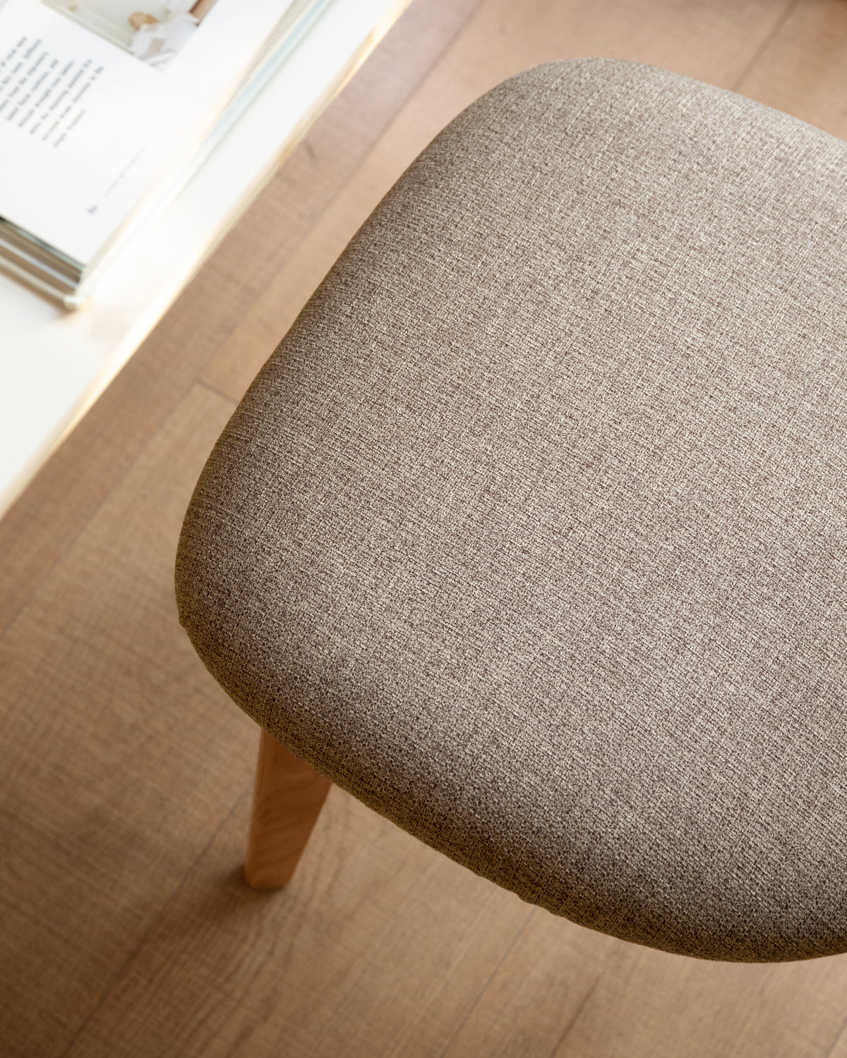 Fabric Curved-Back Dining Chair, Solid American Oak Legs – view 17