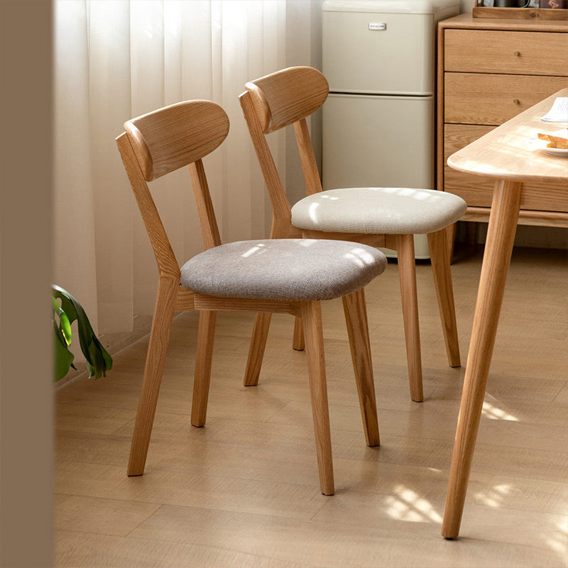 Fabric Curved-Back Dining Chair, Solid American Oak Legs – view 4