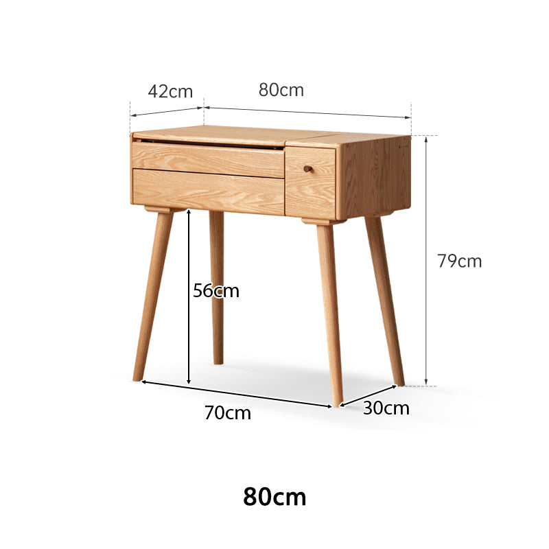 Dora Solid Oak Dressing Table with Drawer and Stool 80cm / 100cm / 120cm – view 15