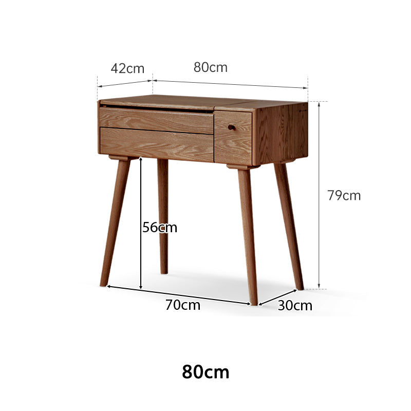 Dora Solid Oak Dressing Table with Drawer and Stool 80cm / 100cm / 120cm – view 20