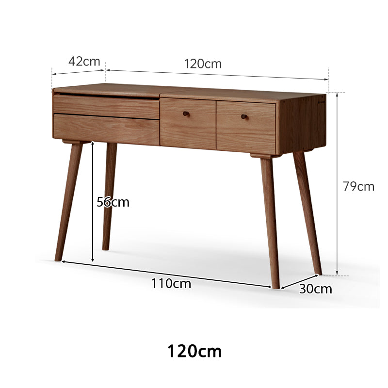 Dora Solid Oak Dressing Table with Drawer and Stool 80cm / 100cm / 120cm – view 24