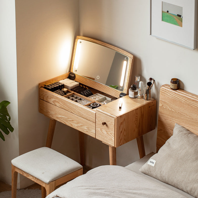 Dora Solid Oak Dressing Table with Drawer and Stool 80cm / 100cm / 120cm – view 3