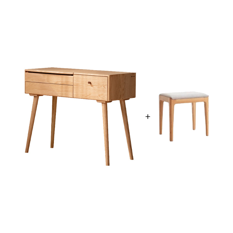 Dora Solid Oak Dressing Table with Drawer and Stool 80cm / 100cm / 120cm – Natural Wood 100cm, view 12
