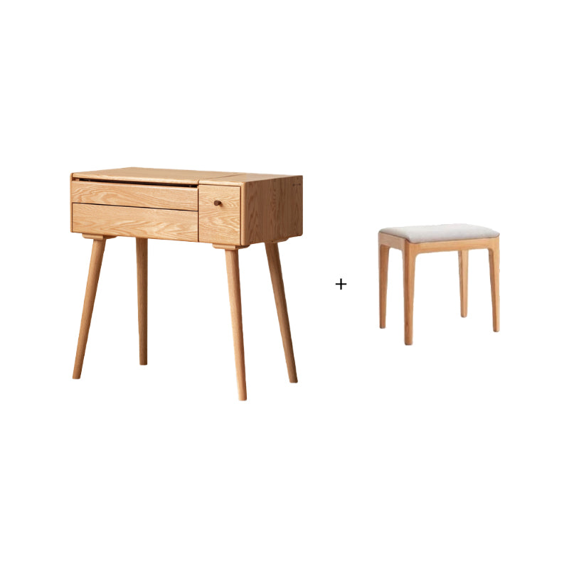 Dora Solid Oak Dressing Table with Drawer and Stool 80cm / 100cm / 120cm – Natural Wood 80cm, view 14
