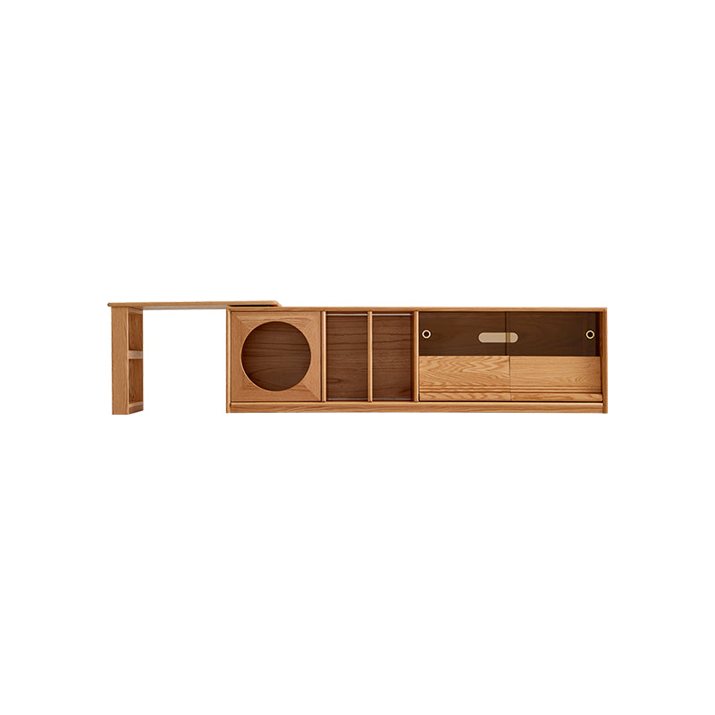 Edgar solid American oak TV unit with smoked glass door – view 23