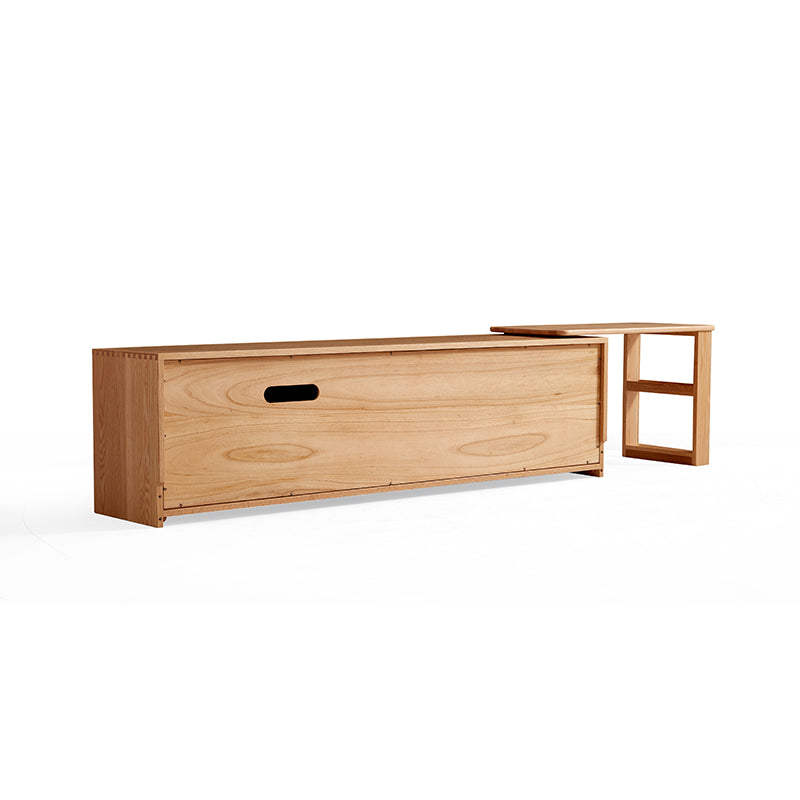 Edgar solid American oak TV unit with smoked glass door – view 27