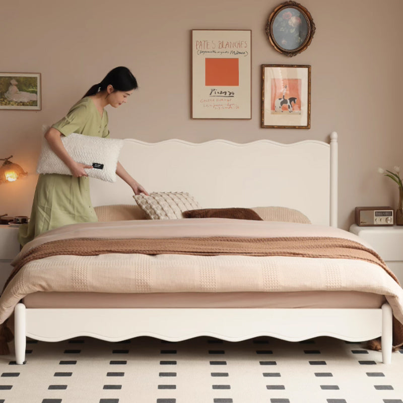 Erin Wooden Bed Frame in White Rubberwood Queen
