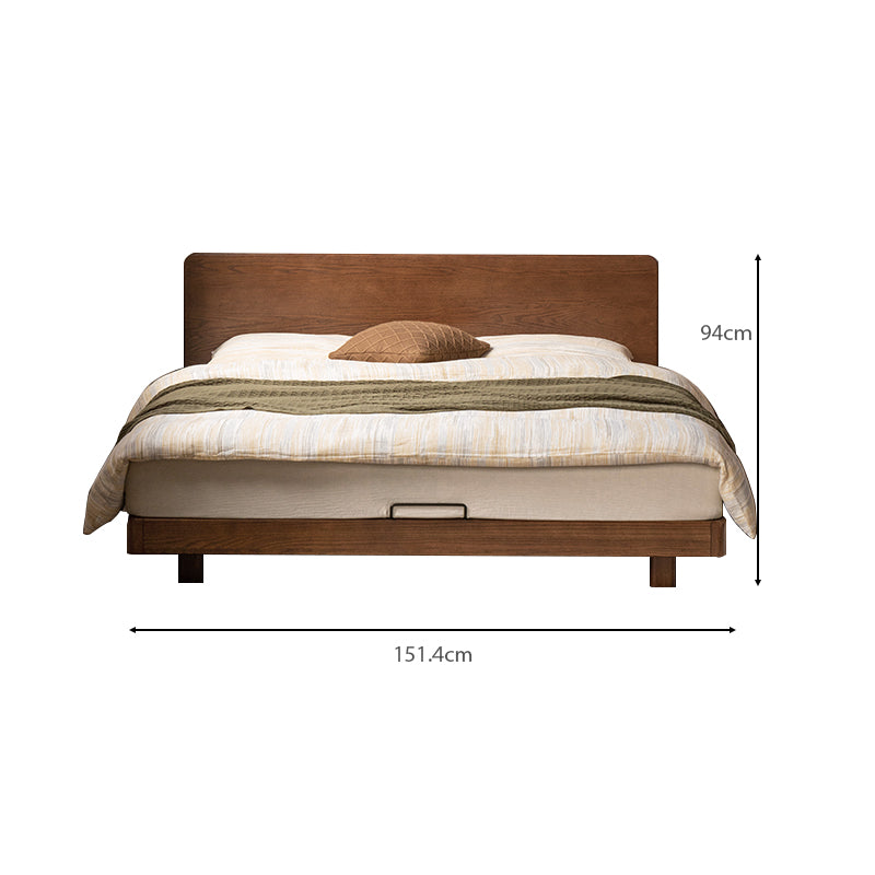 Genevieve solid American oak queen bed frame in walnut colour – view 13