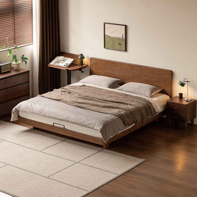 Genevieve solid American oak queen bed frame in walnut colour – view 4