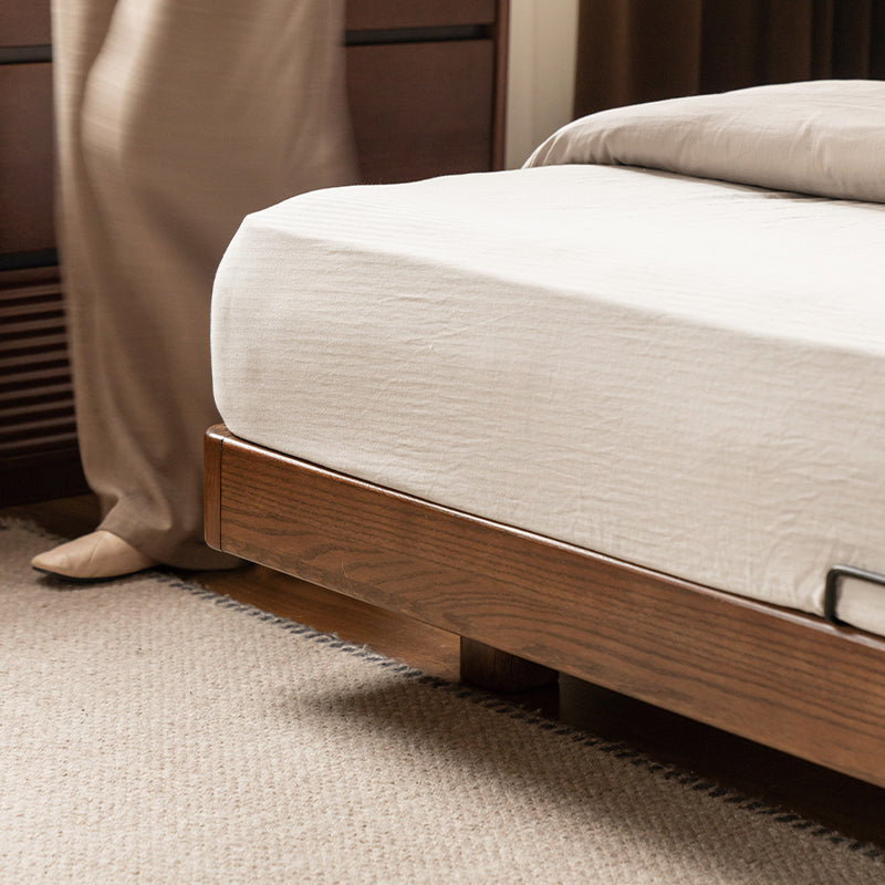 Genevieve solid American oak queen bed frame in walnut colour – view 6