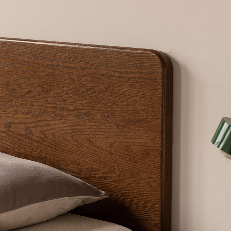 Genevieve solid American oak queen bed frame in walnut colour – view 8