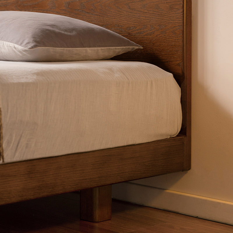 Genevieve solid American oak queen bed frame in walnut colour – view 9