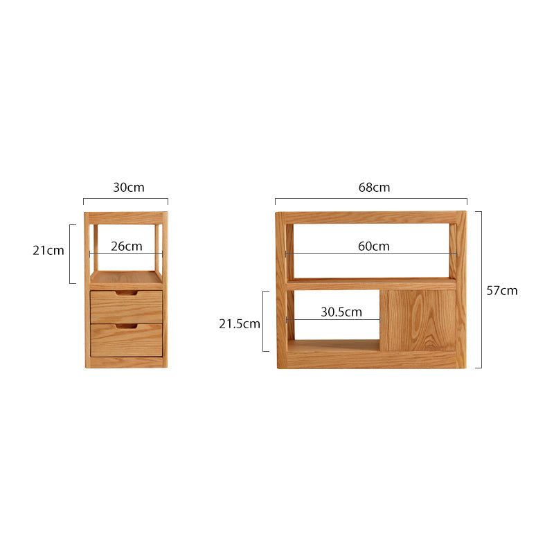 Grover Solid American Oak Coffee Table with Ceramic, Drawer and Casters – view 12