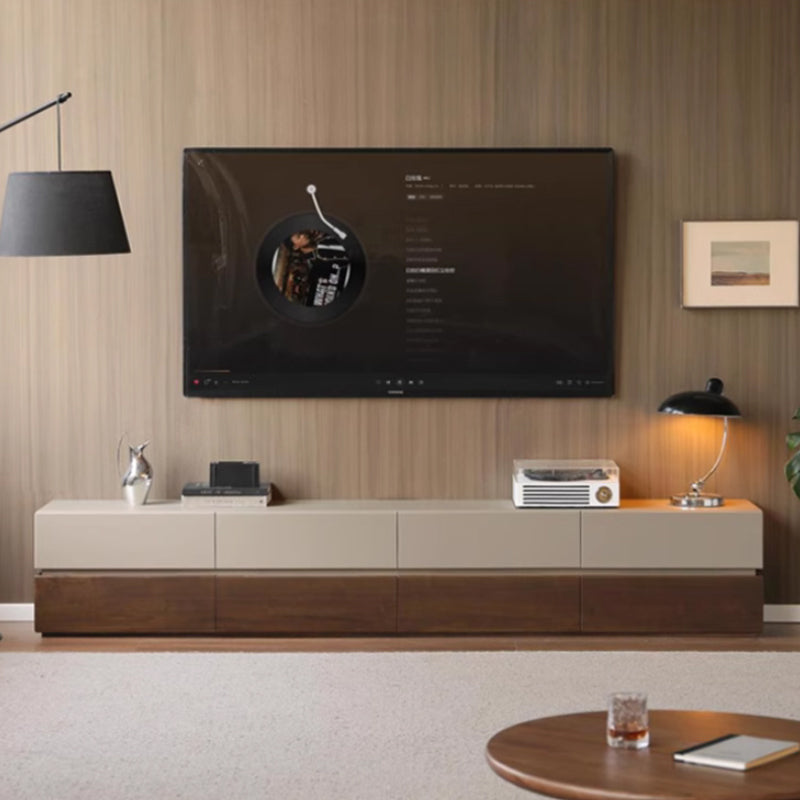 Hannah black walnut and liriodendron TV unit with 8 drawers