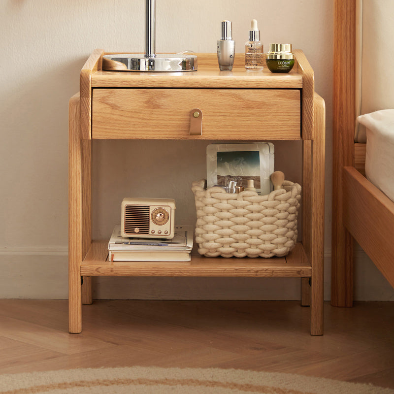 Harlan 45cm solid oak bedside table in natural finish
