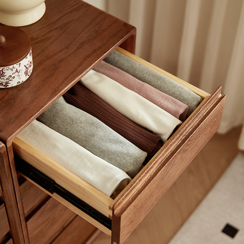 Harriet solid oak chest of drawers in walnut finish – view 7