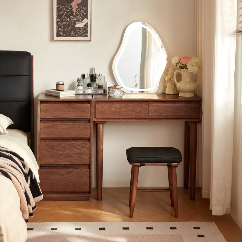 Harriet Solid Oak Dressing Table Set with 4 or 8-Drawer Cabinet