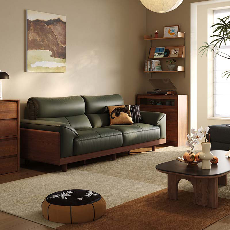Harry Top-Grain Leather Sofa 240cm / 275cm / 305cm – 240cm Green, view 16