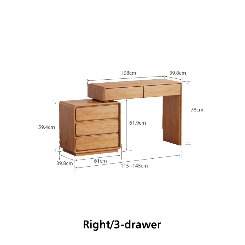Heathcliff Rubberwood Adjustable Dressing Table, Natural 3 / 6-Drawer – view 27