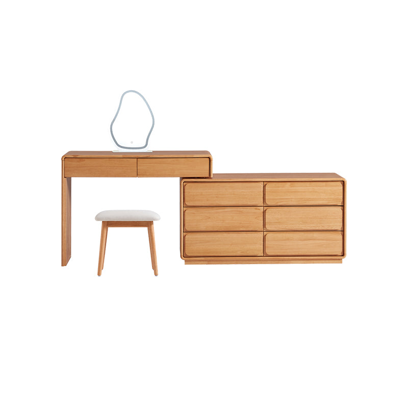 Heathcliff Rubberwood Adjustable Dressing Table, Natural 3 / 6-Drawer – Set Left & 6-drawer, view 5