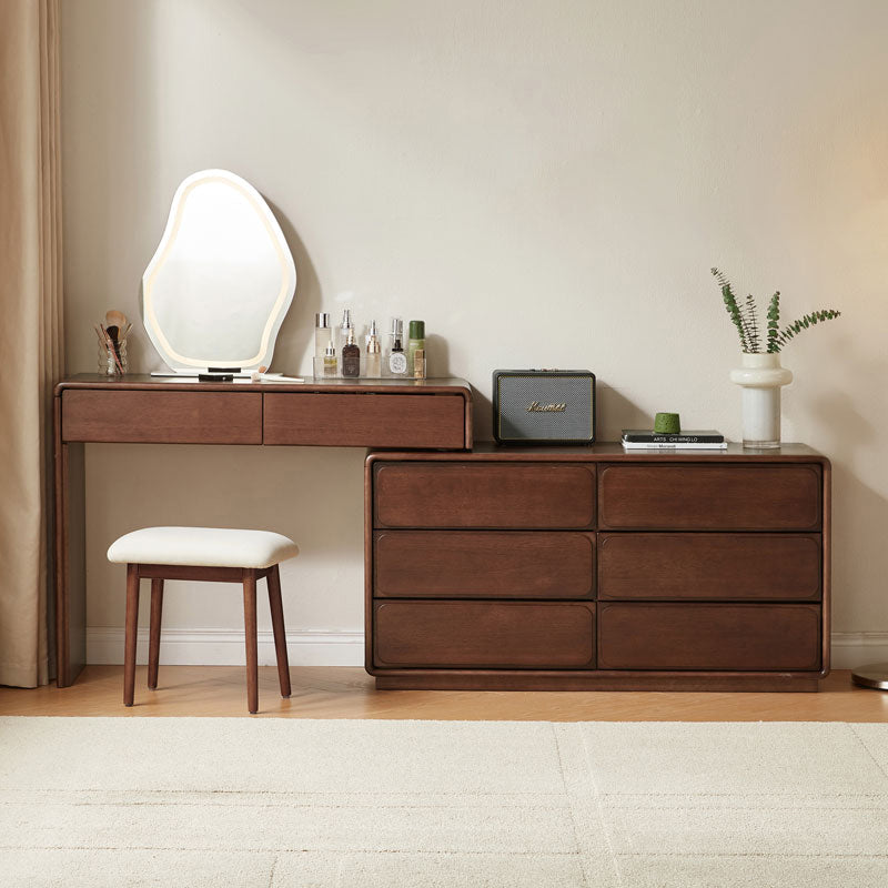 Heathcliff Rubberwood Adjustable Dressing Table, Walnut 3 / 6-Drawer