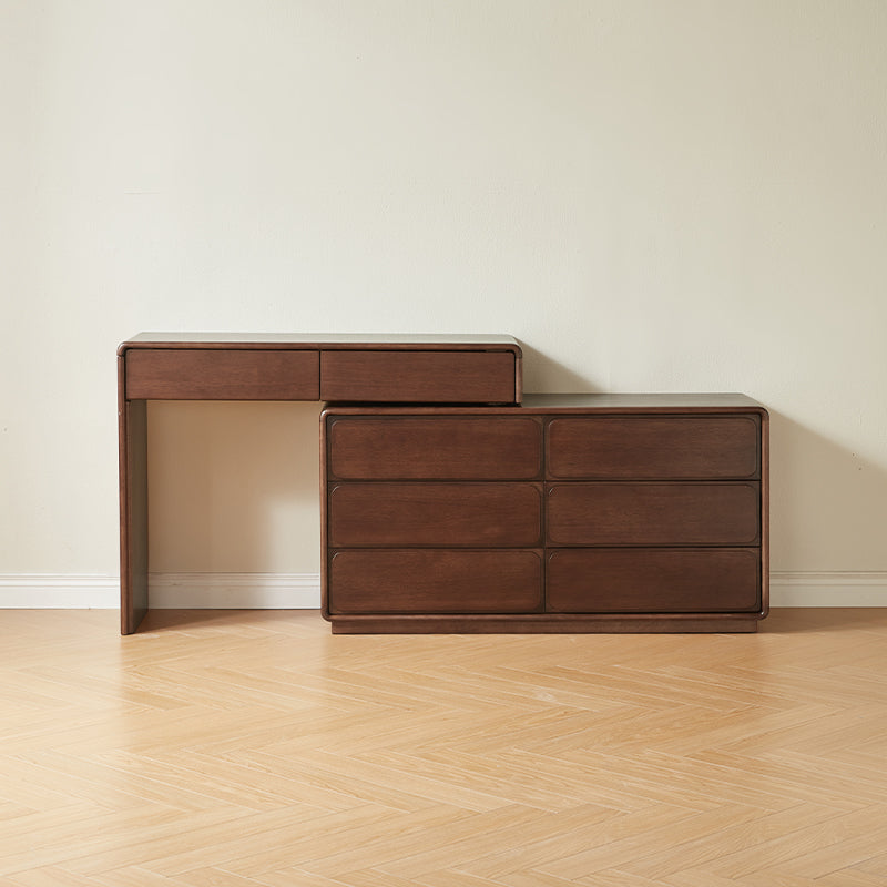 Heathcliff Rubberwood Adjustable Dressing Table, Walnut 3 / 6-Drawer – view 19