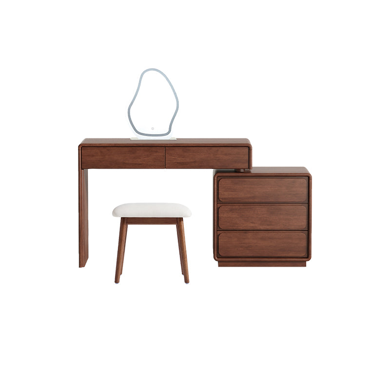 Heathcliff Rubberwood Adjustable Dressing Table, Walnut 3 / 6-Drawer – Set Left & 3-drawer, view 31