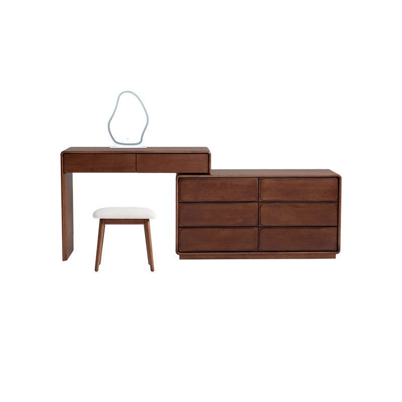 Heathcliff Rubberwood Adjustable Dressing Table, Walnut 3 / 6-Drawer – Set Left & 6-drawer, view 17
