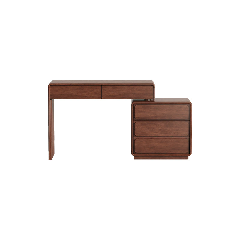 Heathcliff Rubberwood Adjustable Dressing Table, Walnut 3 / 6-Drawer – Table Left & 3-drawer, view 32